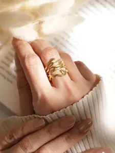 Rubans Voguish 18KT Gold-Plated Adjustable Wrap Finger Ring