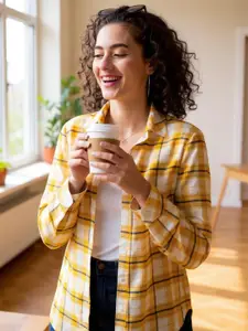 Hive91 Standard Tartan Checked Spread Collar Casual Shirt