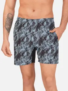 NEVER LOSE Men Abstract Printed Mid-Rise Regular Shorts