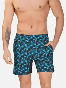 NEVER LOSE Men Abstract Printed Mid-Rise Regular Shorts