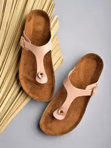 MOZAFIA Women Buckle Detail  Thong Flip-Flops