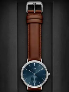 Daniel Wellington Men Textured Dial & Leather Straps Analogue Watch DW00100709K