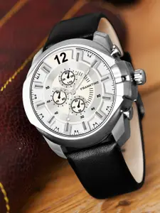 Franktime Men Dial Leather Textured Straps Analogue Watch FT-0009