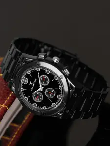 Franktime Men Printed Dial Stainless Steel Straps Analogue Watch FT-0036 BLK