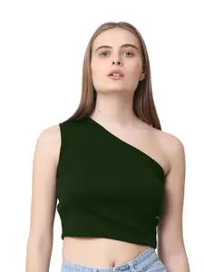 CareDone One Shoulder Cotton Fitted Crop Top