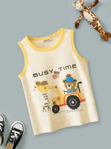 INCLUD Boys Graphic Printed Sleeveless Cotton T-shirt