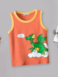 INCLUD Boys Graphic Printed Sleeveless Cotton T-shirt