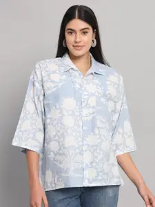 HANDICRAFT PALACE Comfort Floral Opaque Printed Cotton Oversized Casual Shirt