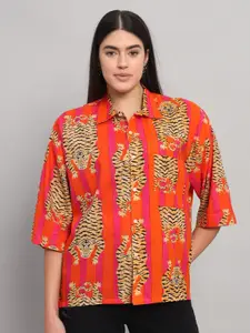 HANDICRAFT PALACE Ethnic Motifs Printed Comfort Cotton Spread Collar Straight Casual Shirt