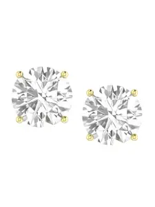 ORIONZ 925 Sterling Silver Gold-Plated Stone-Studded Circular Studs Earrings
