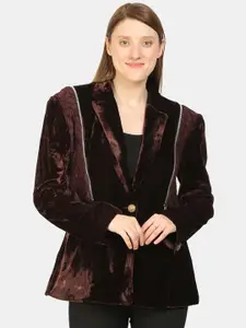 KALINI Notched Lapel Collar Single-Breasted Convertible 2 in 1 Velvet Blazer