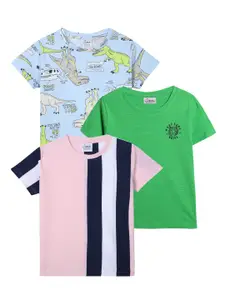 Anthrilo Boys Pack Of 3 Conversational Printed Cotton T-shirt