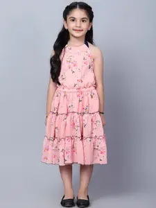 BAESD Girls Floral Printed Georgette Fit & Flare Midi Dress