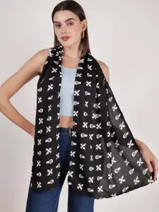 DressBerry Black & White Conversational Printed Scarf
