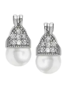 Abhooshan 92.5 Silver-Plated CZ Contemporary Drop Earrings
