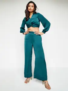 AND Collar Neck Top & Mid -Rise Trouser Co-Ords