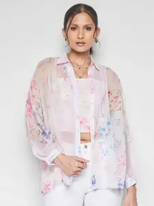 AND Floral Printed Shirt Style Top