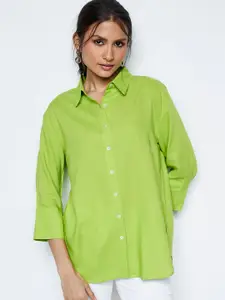 AND Three Quarter Sleeves Linen Shirt Style Top