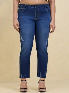 20Dresses Women Plus Size Navy Blue Slim Fit High-Rise Stretchable Cropped Jeans