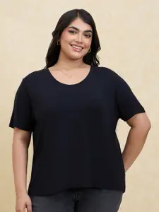 20Dresses Plus Size Black SS24 Round Neck Short Sleeves Regular T-shirt