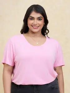 20Dresses Plus Size Pink SS24 Round Neck Short Sleeves Regular T-shirt