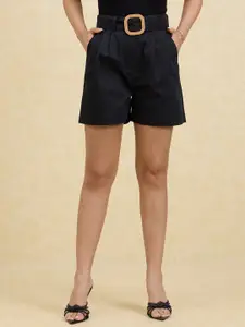 20Dresses Women Black High-Rise Shorts With Belt