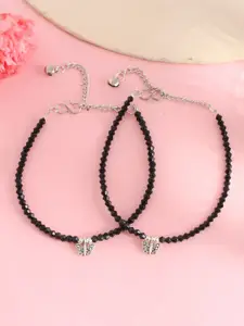 VOJ Silver-Plated Artificial Beads Anklet