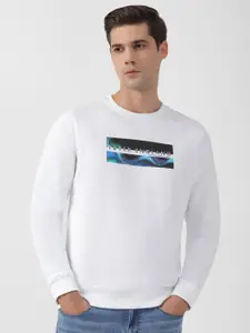 Peter England Casuals Graphic Printed Crew Neck Pullover Cotton Sweatshirt