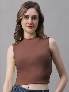 FBAR High Neck Sleeveless Cotton Fitted Crop Top