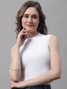 FBAR High Neck Sleeveless Cotton Fitted Crop Top