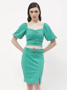Madame V-Neck Top & Mid-Rise Skirt Co-Ords