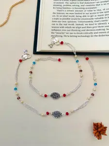 ABDESIGNS Silver-Plated Beaded Anklets