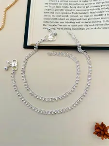 ABDESIGNS Silver-Plated Artificial Stones and Beads Anklet