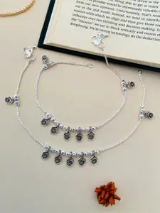 ABDESIGNS Silver-Plated Artificial Stones and Beads Anklet