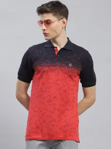 Monte Carlo Abstract Printed Polo Collar Cotton Regular Fit T-shirt
