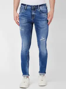 SPYKAR Men Slim Fit Mildly Distressed Heavy Fade Stretchable Jeans