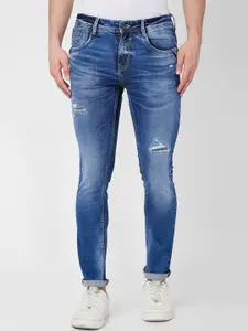SPYKAR Men Slim Fit Mildly Distressed Heavy Fade Stretchable Jeans