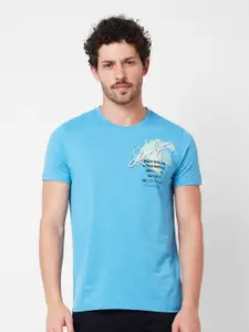SPYKAR Typography Printed Round Neck Slim Fit Cotton Casual T-shirt