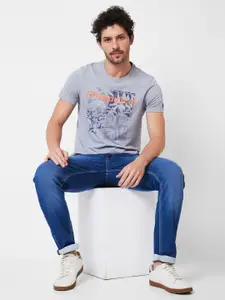SPYKAR Graphic Printed Round Neck Slim Fit Cotton Casual T-shirt