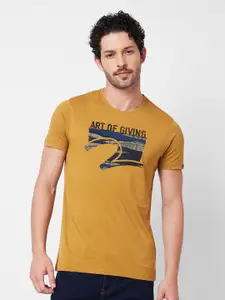 SPYKAR Typography Printed Round Neck Slim Fit Cotton Casual T-shirt