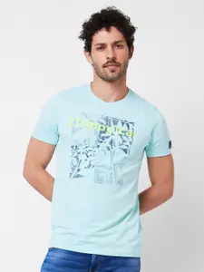 SPYKAR Typography Printed Cotton Slim Fit T-shirt