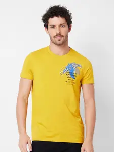 SPYKAR Typography Printed Cotton Slim Fit T-shirt