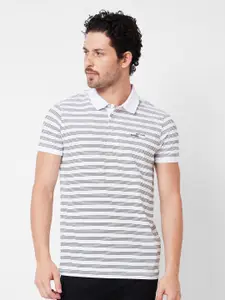 SPYKAR Striped Polo Collar Cotton Slim Fit T-shirt