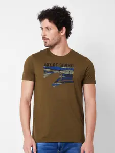SPYKAR Round Neck Printed Cotton Slim Fit T-shirt