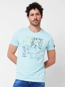 SPYKAR Round Neck Typography Printed Cotton Slim Fit T-shirt