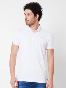 SPYKAR Polo Collar Applique Cotton Slim Fit T-shirt