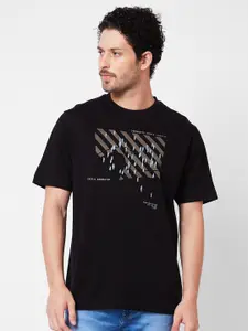 SPYKAR Typography Printed Round Neck Cotton Relaxed Fit T-shirt