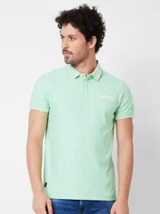 SPYKAR Polo Collar Applique Cotton Slim Fit T-shirt