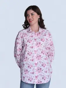 Orchid Blues Spread Collar Long Sleeves Comfort Floral Printed Cotton Casual Shirt