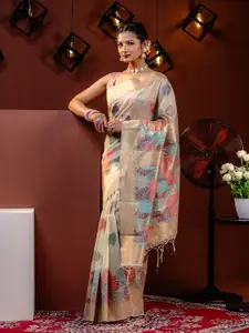 MIMOSA Floral Woven Design Zari Banarasi Saree